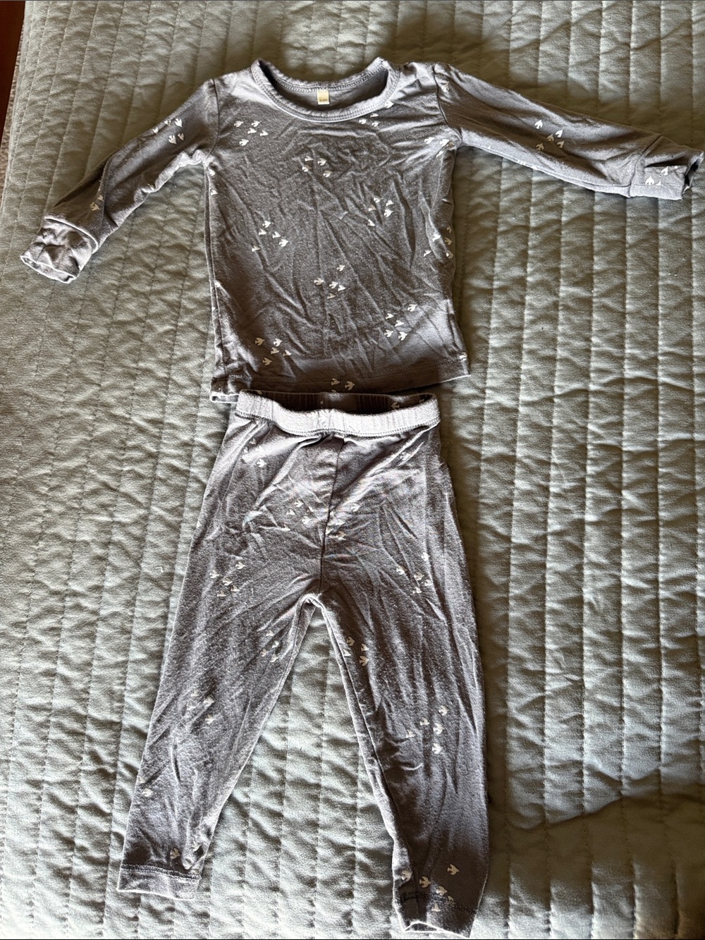 Quincy Mae Gray Pajama Set with bird Accents
